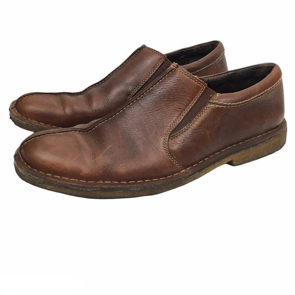 JOHNSTON & MURPHY Loafers Brown Leather Slip On Sheepskin Crepe Sole Size 12M - Picture 2 of 13